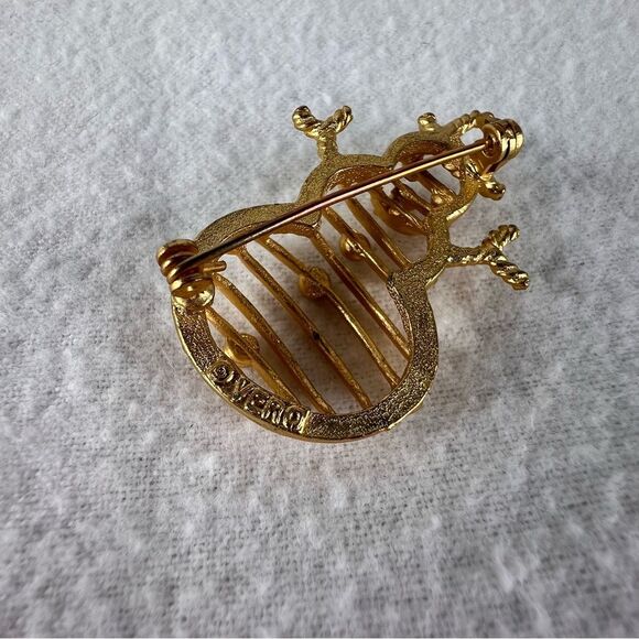 Gold Snowman Brooch Pin Ch - Picture 4 of 6